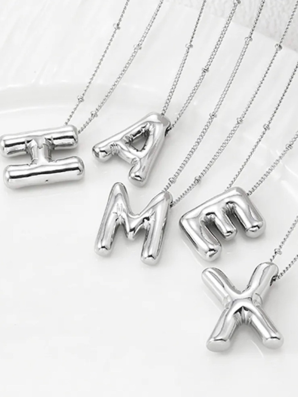 Plunder Design Silver Tone Balloon Letter Pendant Necklace Initials